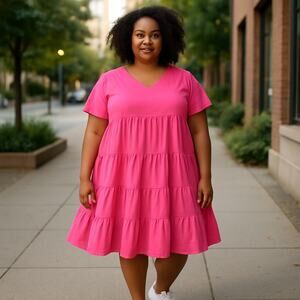 Peasant Dress 5XL Layers Pretty in Pink Plus Midi Peasant Cottage Core Prairie